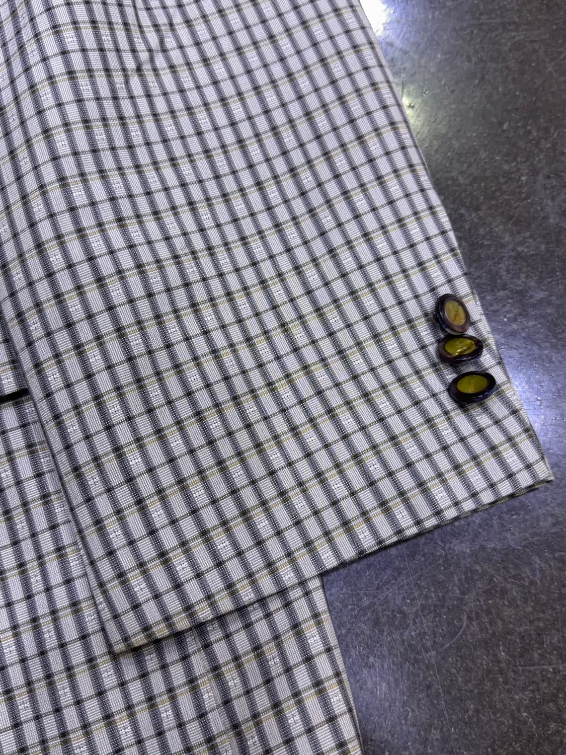 보스렌자 클래식 체크 빈티지 블레이저 자켓 자개버튼 100 상품이미지5