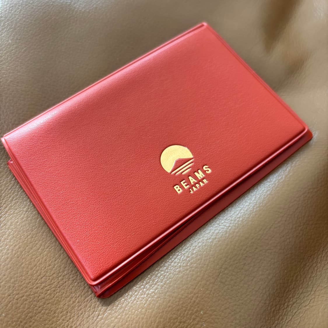 Beams 빔즈 빔스 레더 카드 지갑 레드 브라운 상품이미지3