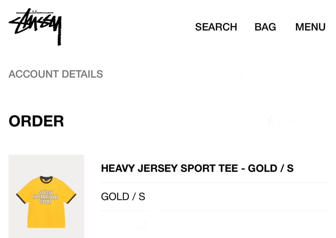Stussy 스투시 헤비 저지 스포츠 반팔 티셔츠 골드 상품이미지6