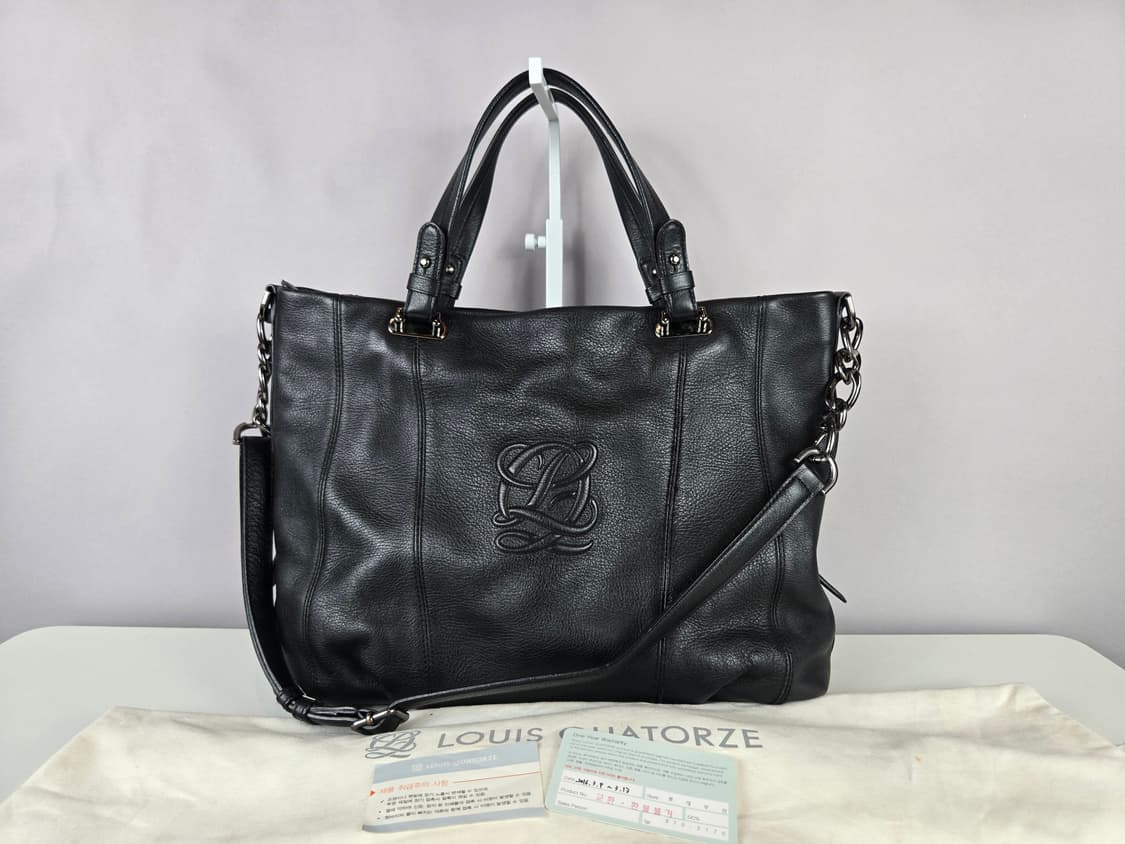 루이까또즈 가죽 체인 숄더백 토트백 블랙 상품이미지1
