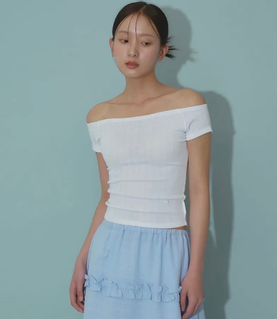 어윗 반팔 오프숄더 soft raglan t-shirt white 상품이미지2