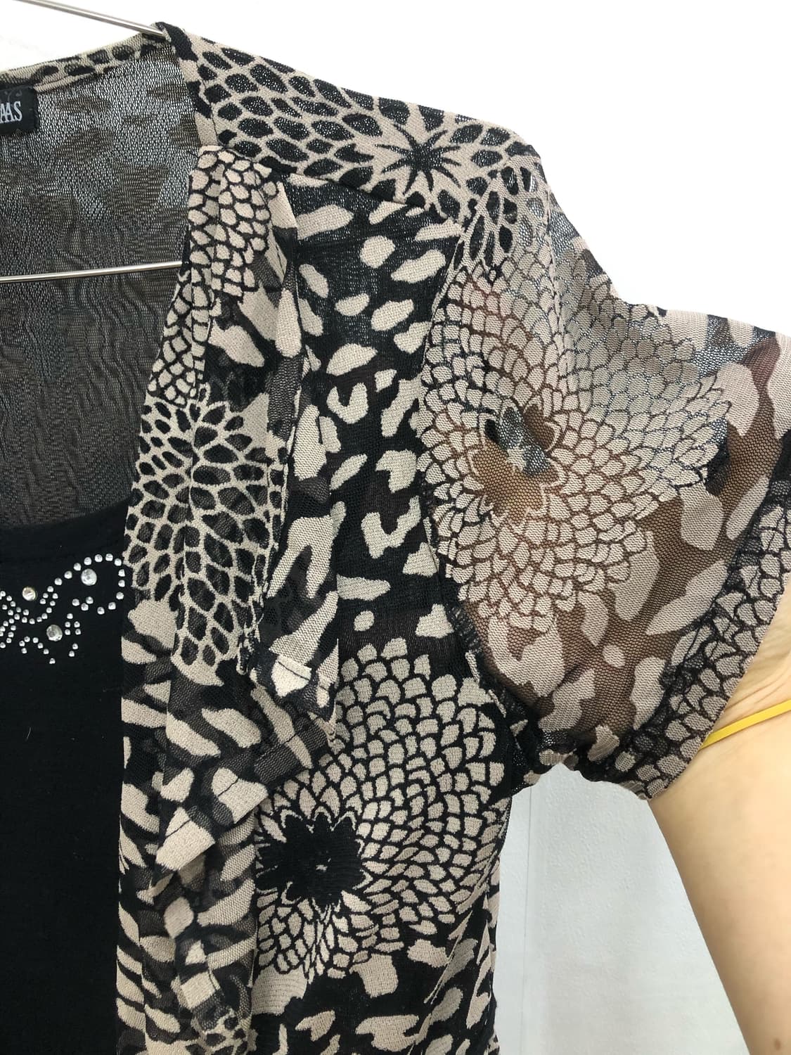 floral leopard pattern sheer short sleev 상품이미지7