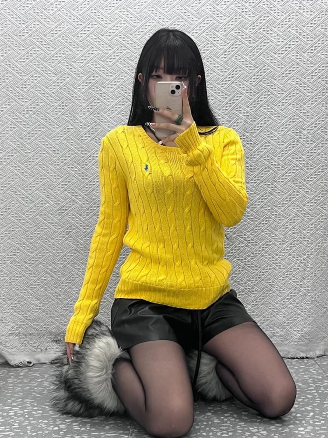 폴로 랄프로렌 레트로 대장핏 옐로우 꽈배기 니트 M C10137 상품이미지2