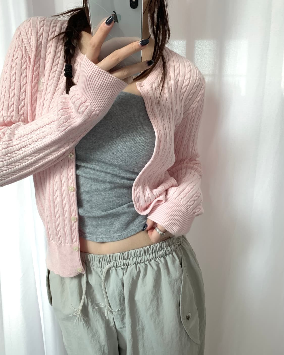 Polo 폴로 랄프로렌 걸즈 케이블 가디건 베이비핑크컬러 상품이미지2