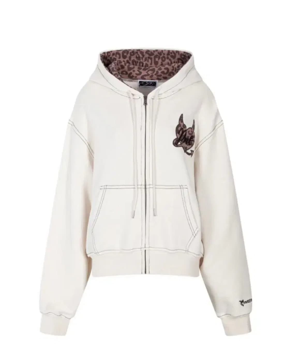 플리즈노팔로우 레오파드 후드집업 아이보리 상품이미지2