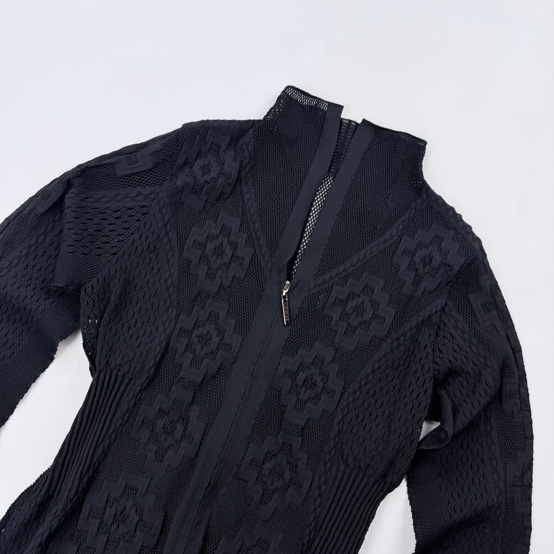 HirokoBis 패턴 디테일 매쉬 롱 가디건 상품이미지3