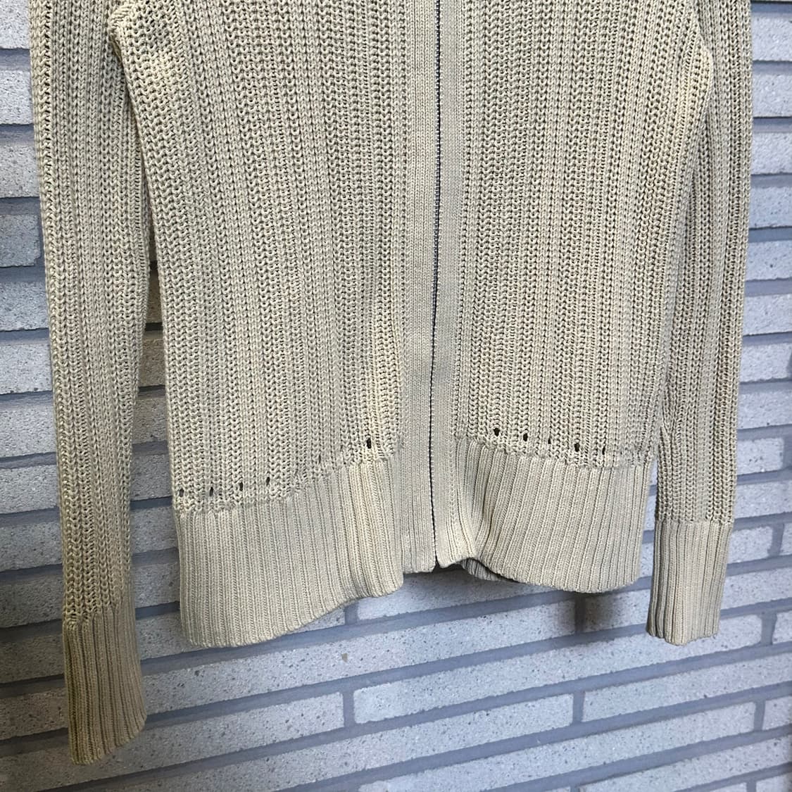 JPN VINTAGE 하이넥 골지 니트집업 미드게이지 디테일 아이보리 상품이미지5