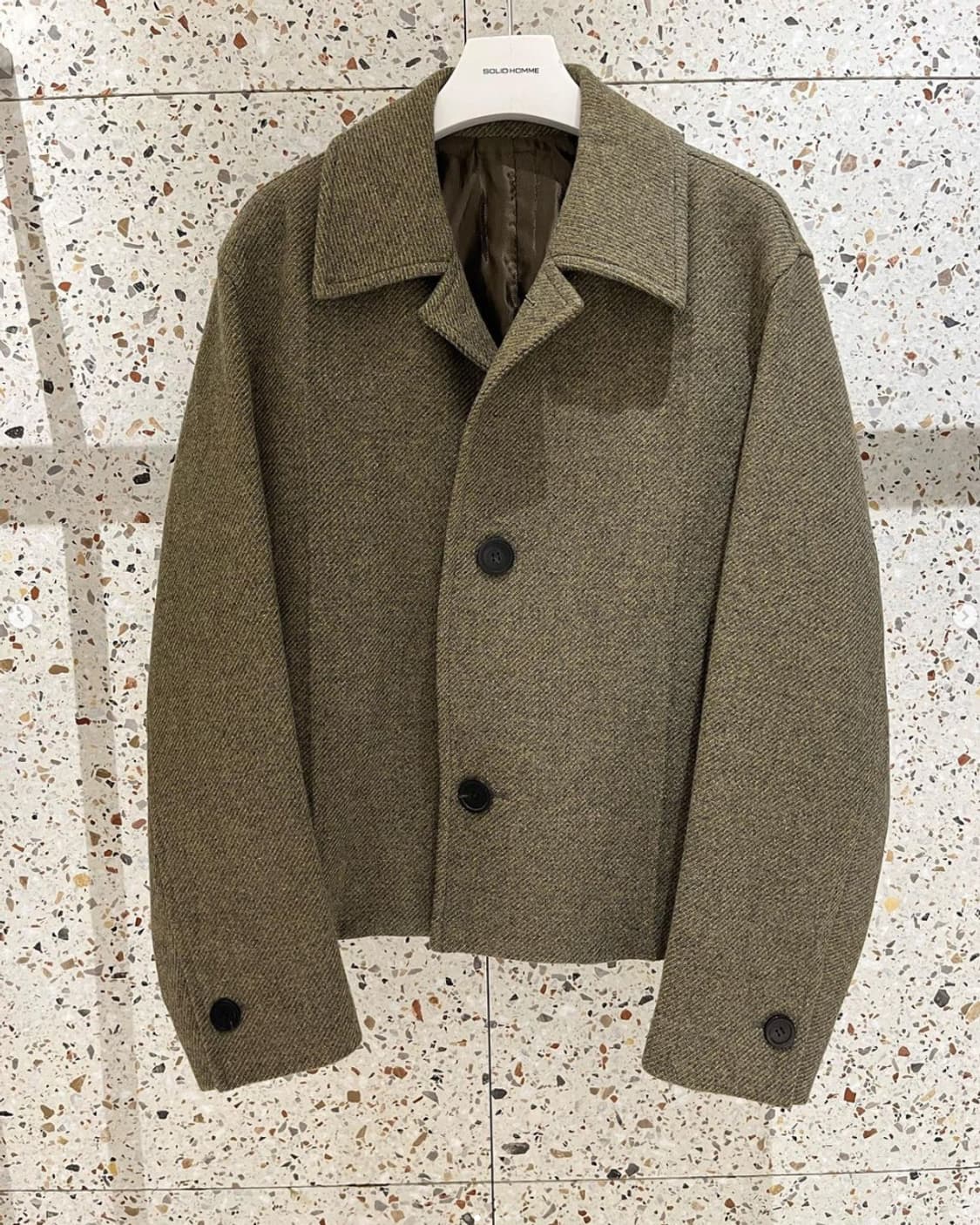 [택미제거 새상품]솔리드옴므 오버핏 핸드메이드 크롭 울 자켓 46 상품이미지2