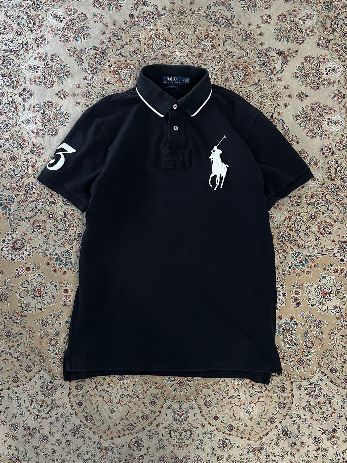 폴로 랄프로렌 블랙/화이트 빅포니 럭비 카라티  상품이미지1