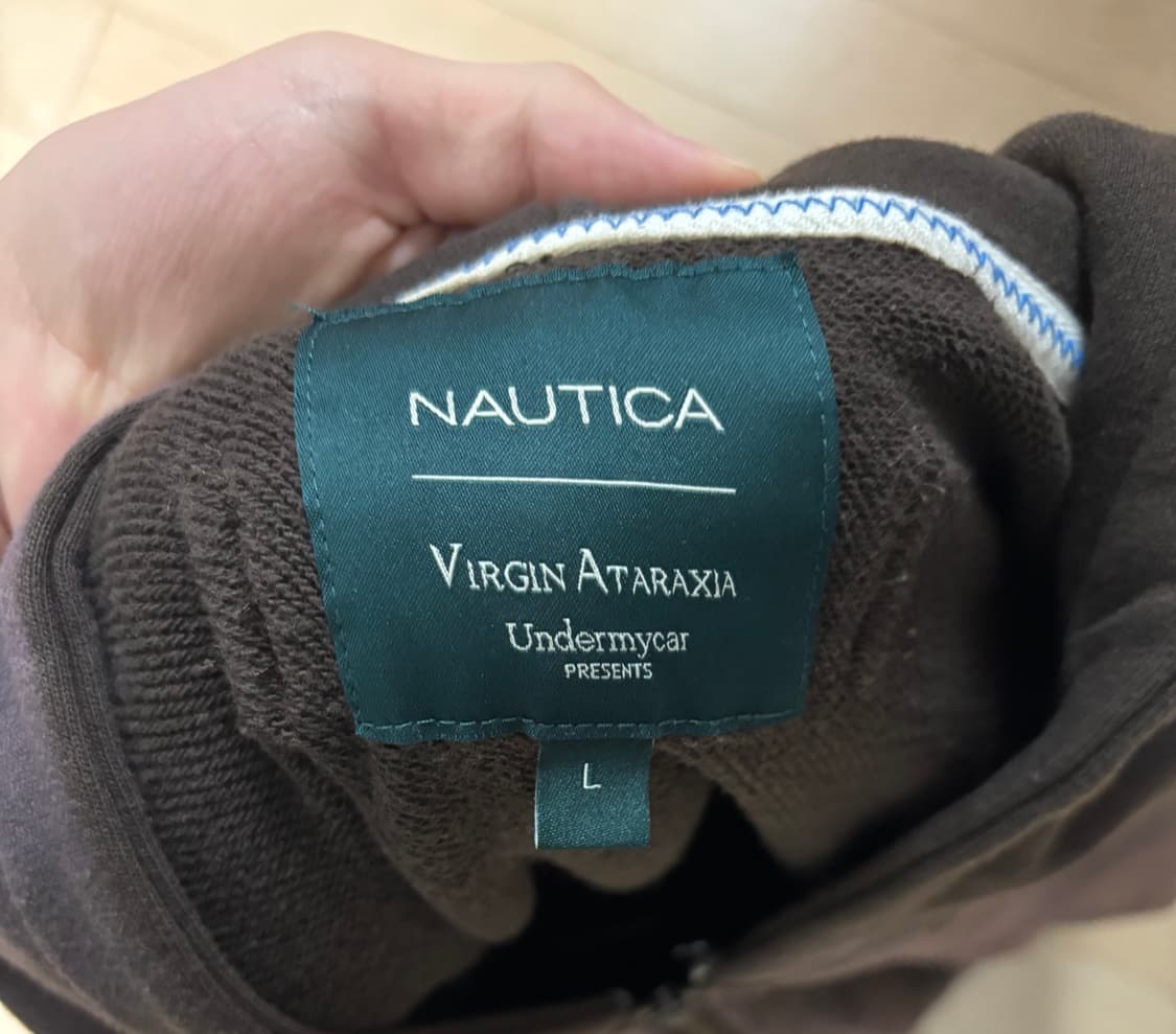 언더마이카 x 노티카 데미지드 후드 집업 브라운 상품이미지3