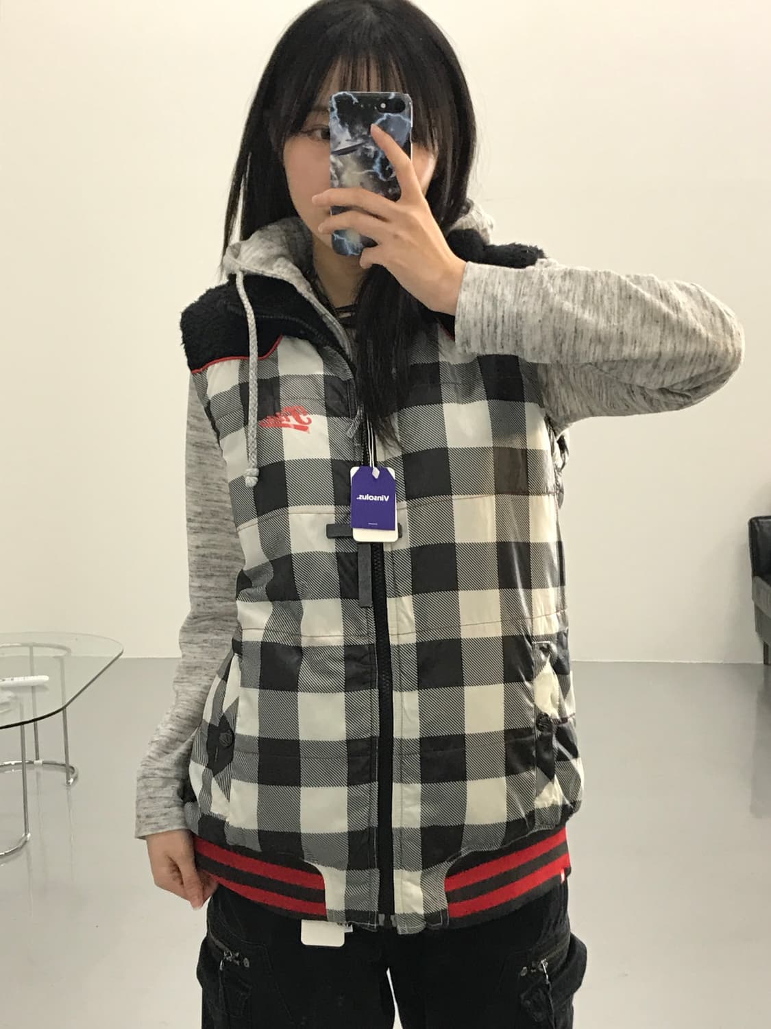 휠라 골프 체크패턴 패딩조끼 상품이미지3