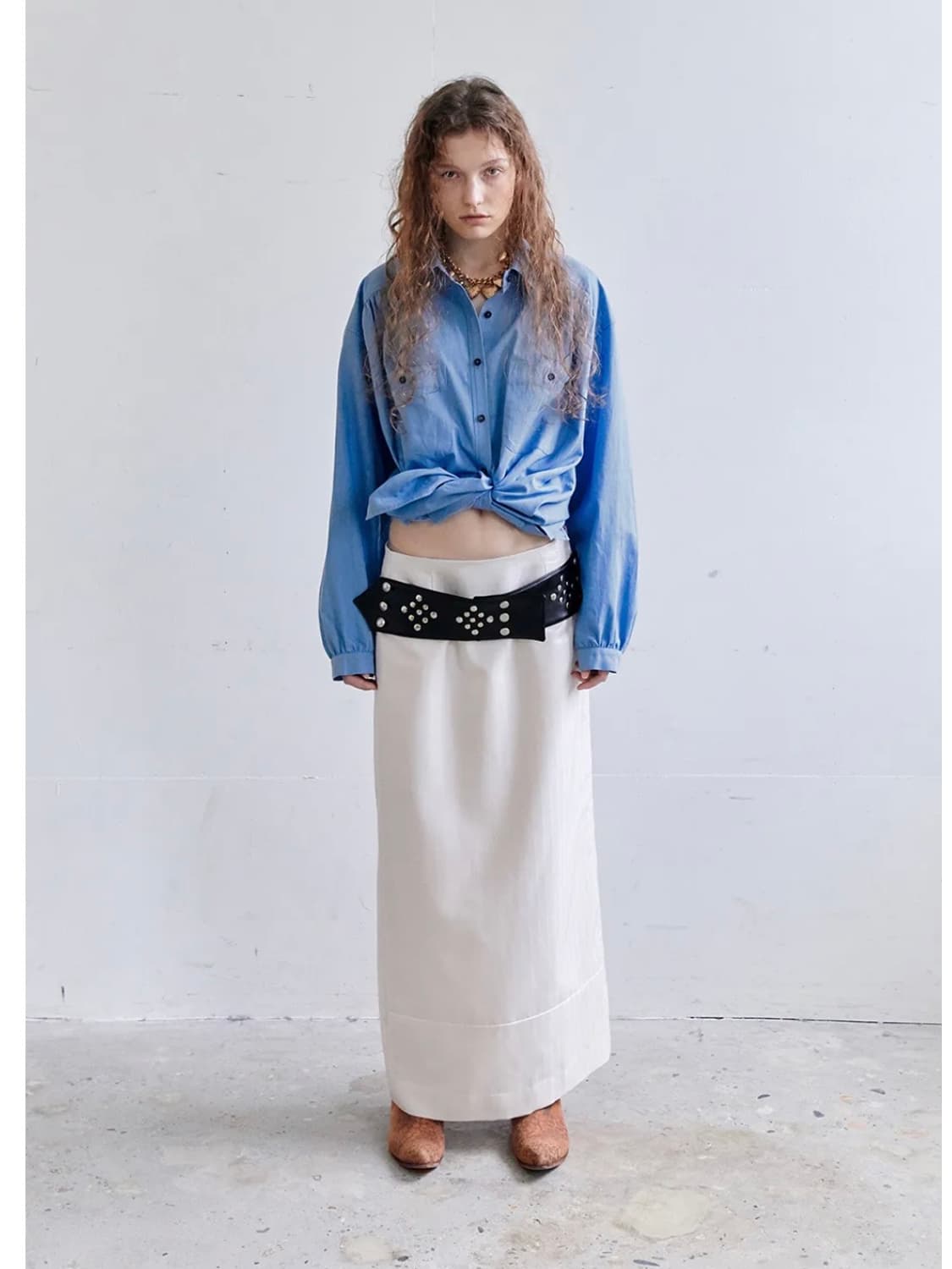 글리터 스트라이프 롱 스커트 S 상품이미지1