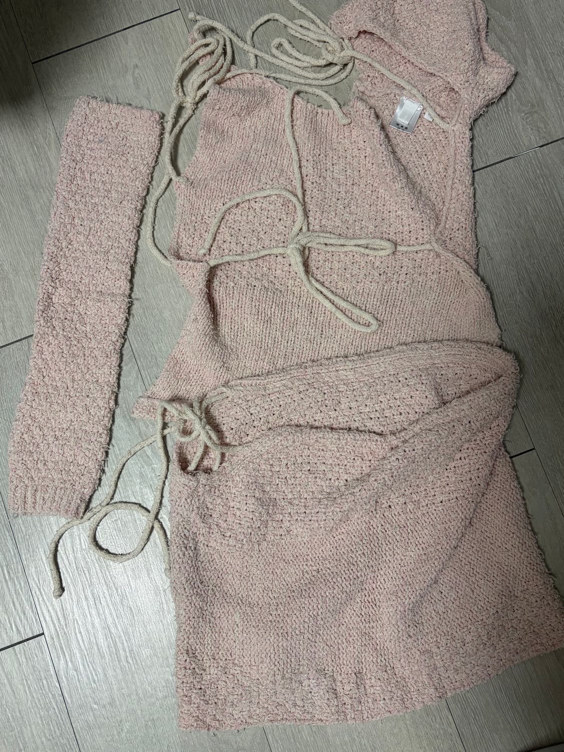 쓰리타임즈 Charlotte knit set up pink 상품이미지7