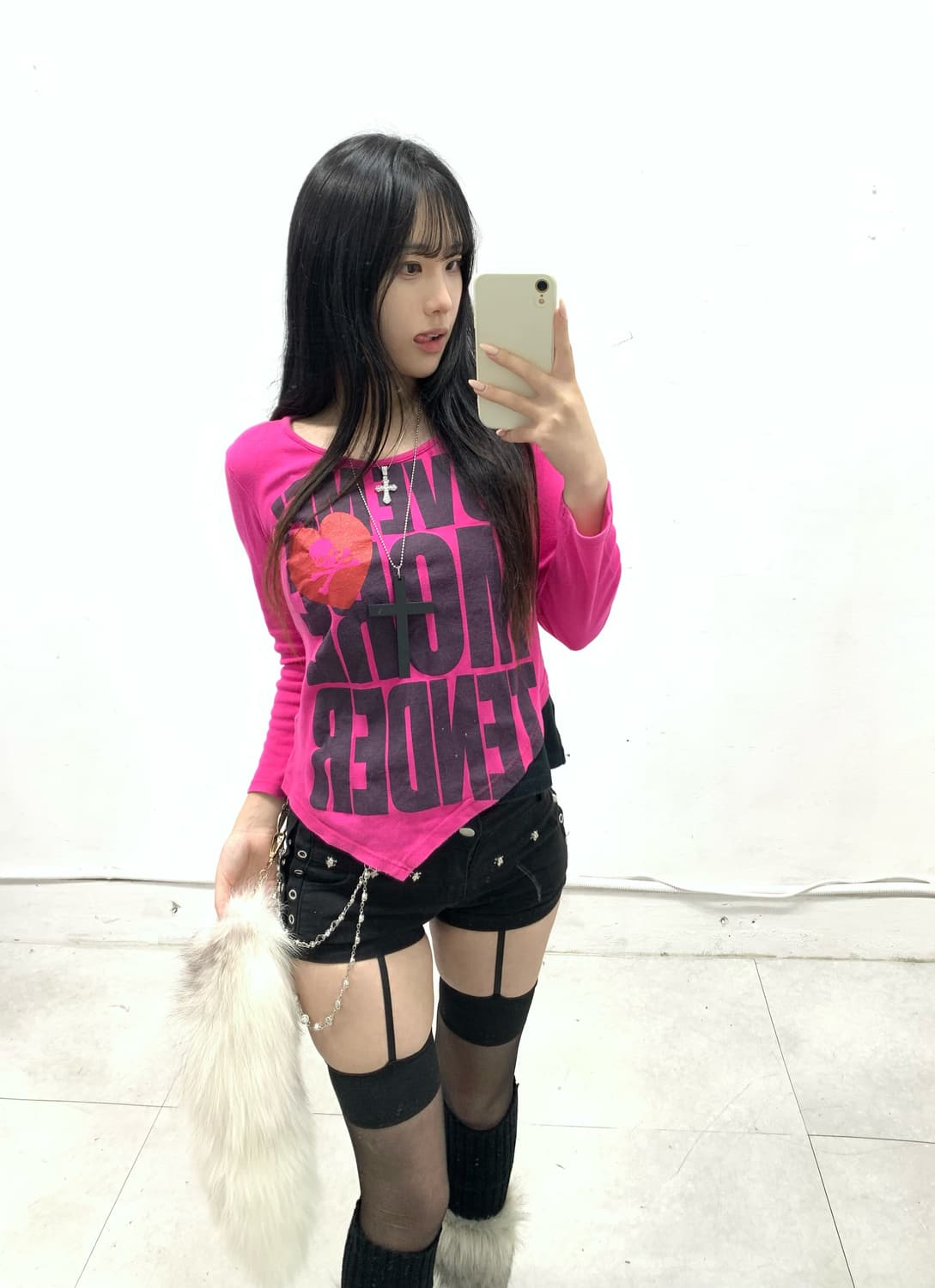 [MILLENNIA] 펑크 해골 하트 핑크 롱슬리브 상품이미지4