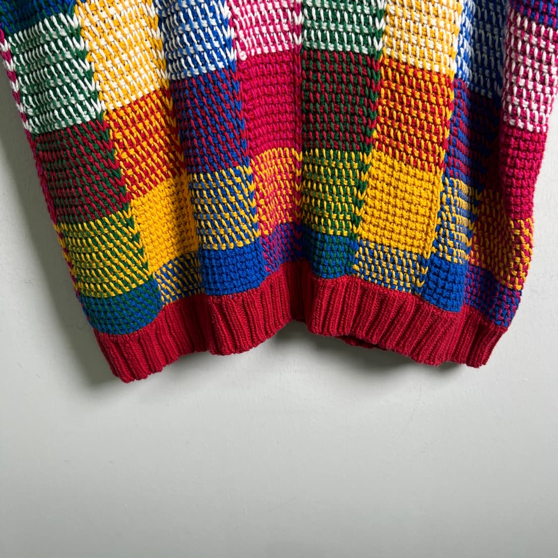 이세이미야케 맨즈 패치워크 체크 반팔 니트 XL 상품이미지6