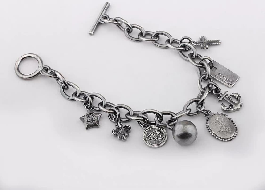 Oceanora S925 실버 멀티 엘리먼트 펜던트 빈티지 하이엔드 팔찌 상품이미지2