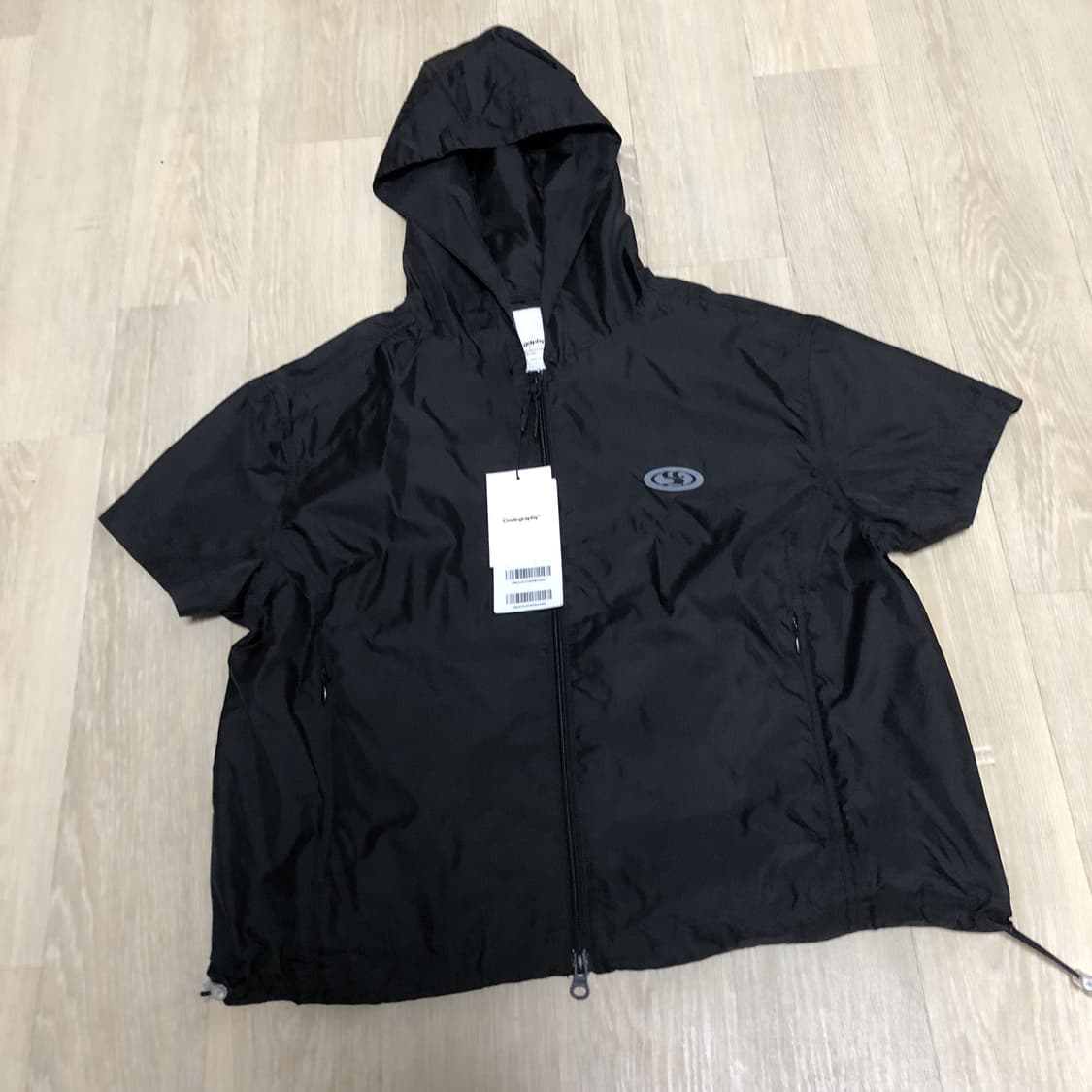 (우먼스 M) 새상품 코드그라피 WAVE 로고 심볼 시스루 반팔 후드집업 상품이미지2