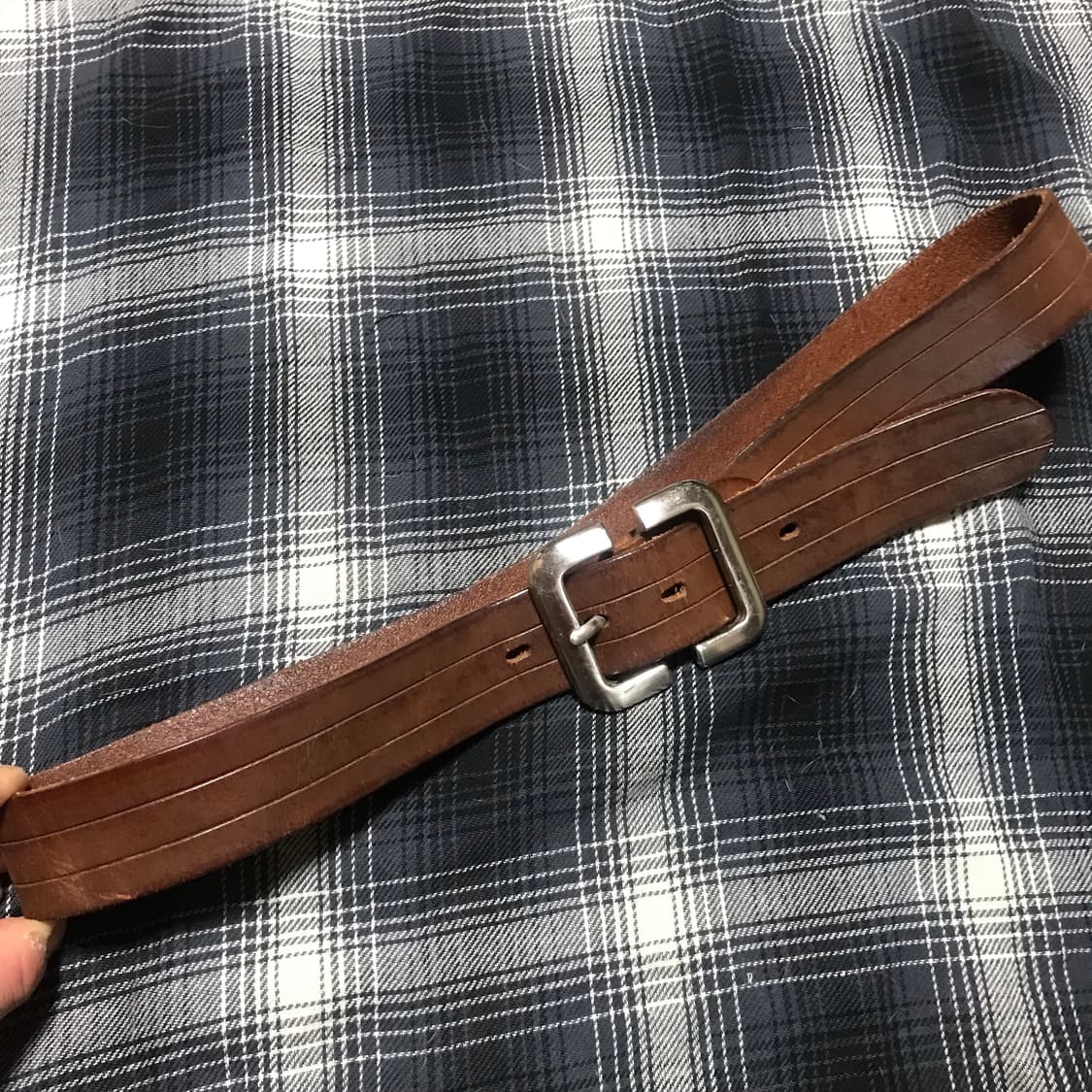 네이티브 아메리칸 빈티지 괄호 brackets 버클 리얼레더 브라운 벨트 상품이미지1