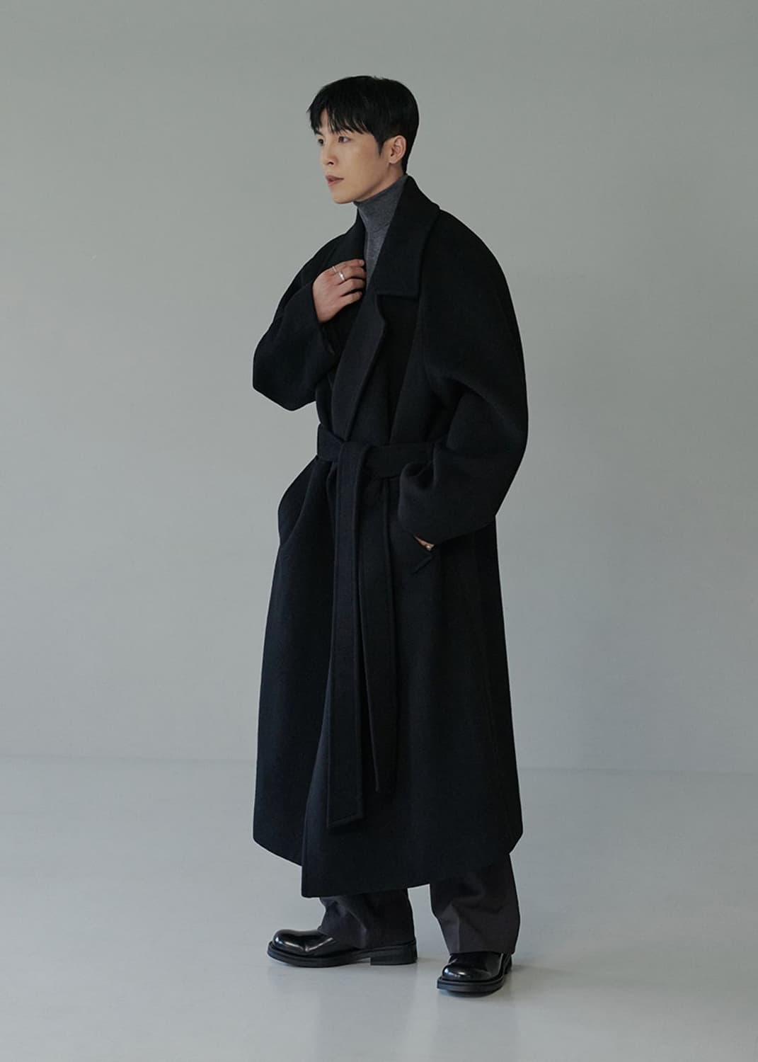 깡스타일리스트 무신사 캐시미어 블렌드 맥시 더블 로브 코트 블랙 M 상품이미지1