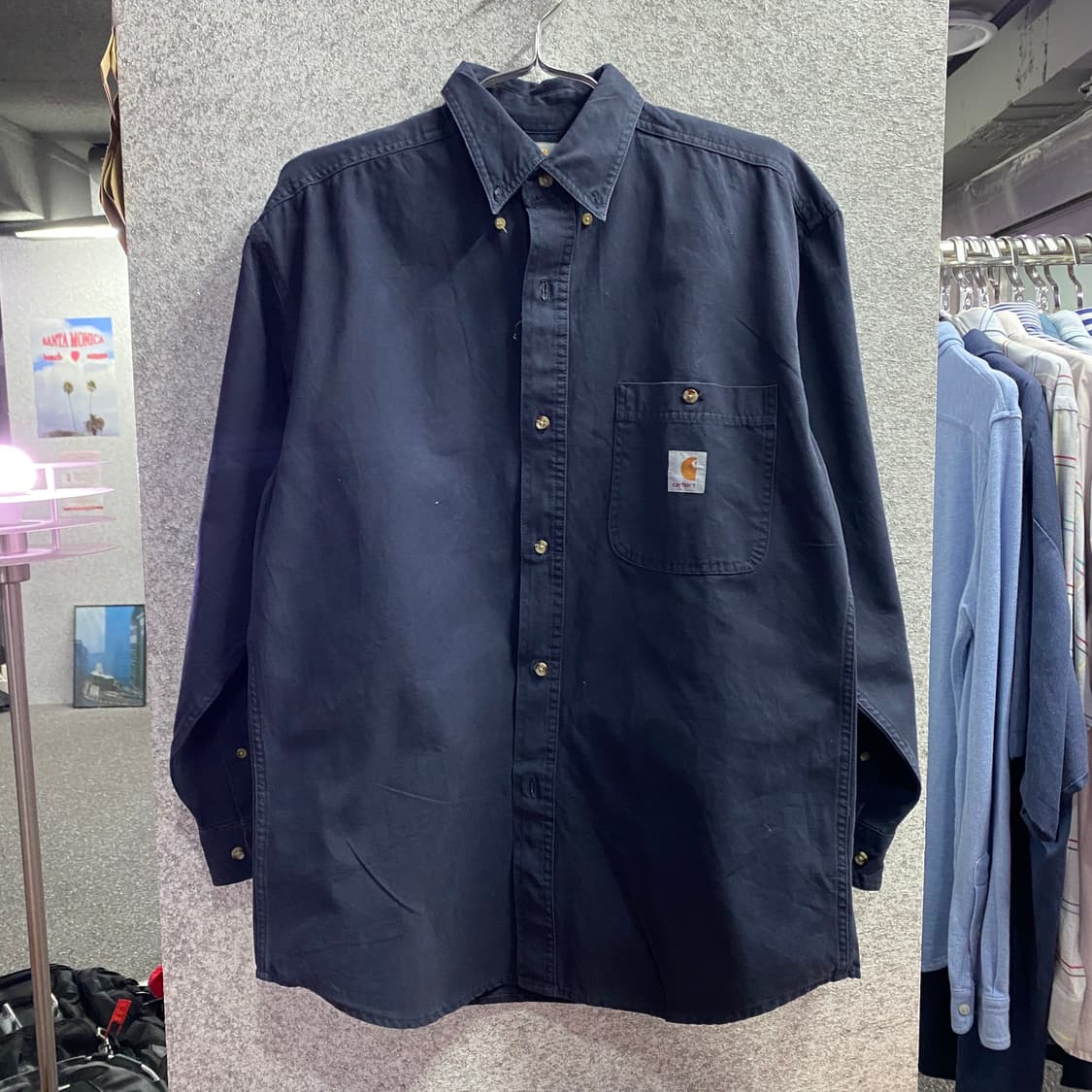 칼하트 포켓로고 네이비 워크 셔츠 B3736 상품이미지2