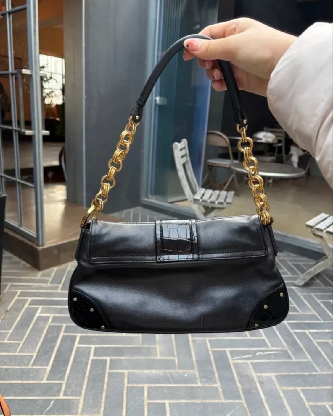 메트로시티블랙금장체인숄더백 상품이미지3