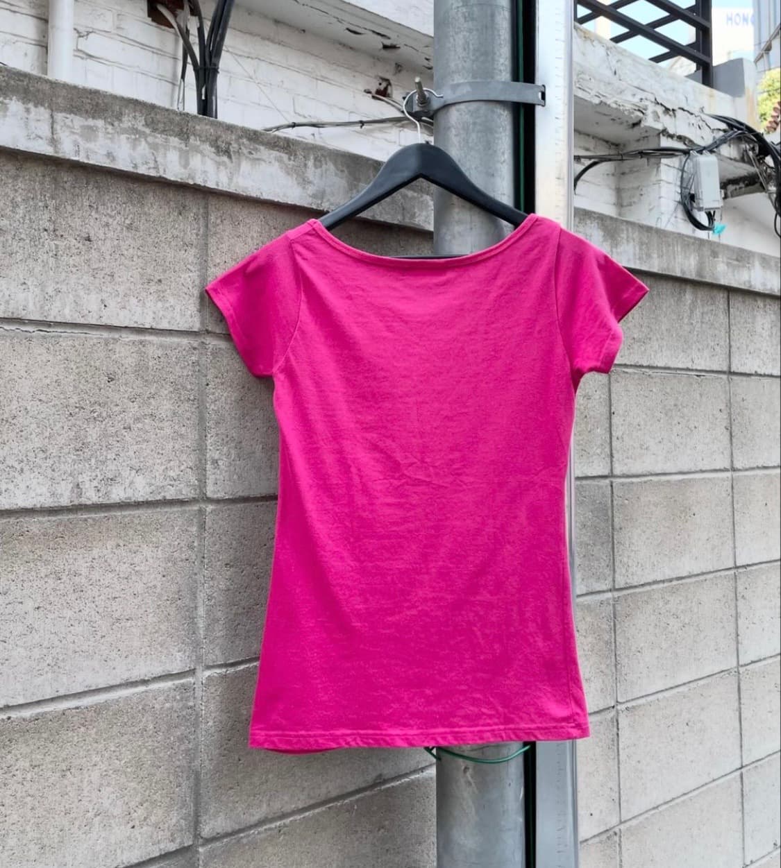 빈티지 핫핑크 스컬 반팔 갸루 상품이미지2