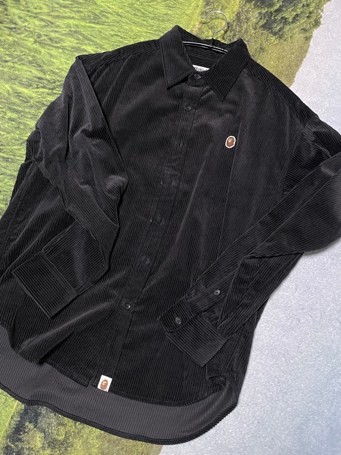 BAPE 에이프 헤드 원 포인트 코듀로이 셔츠 블랙 상품이미지2