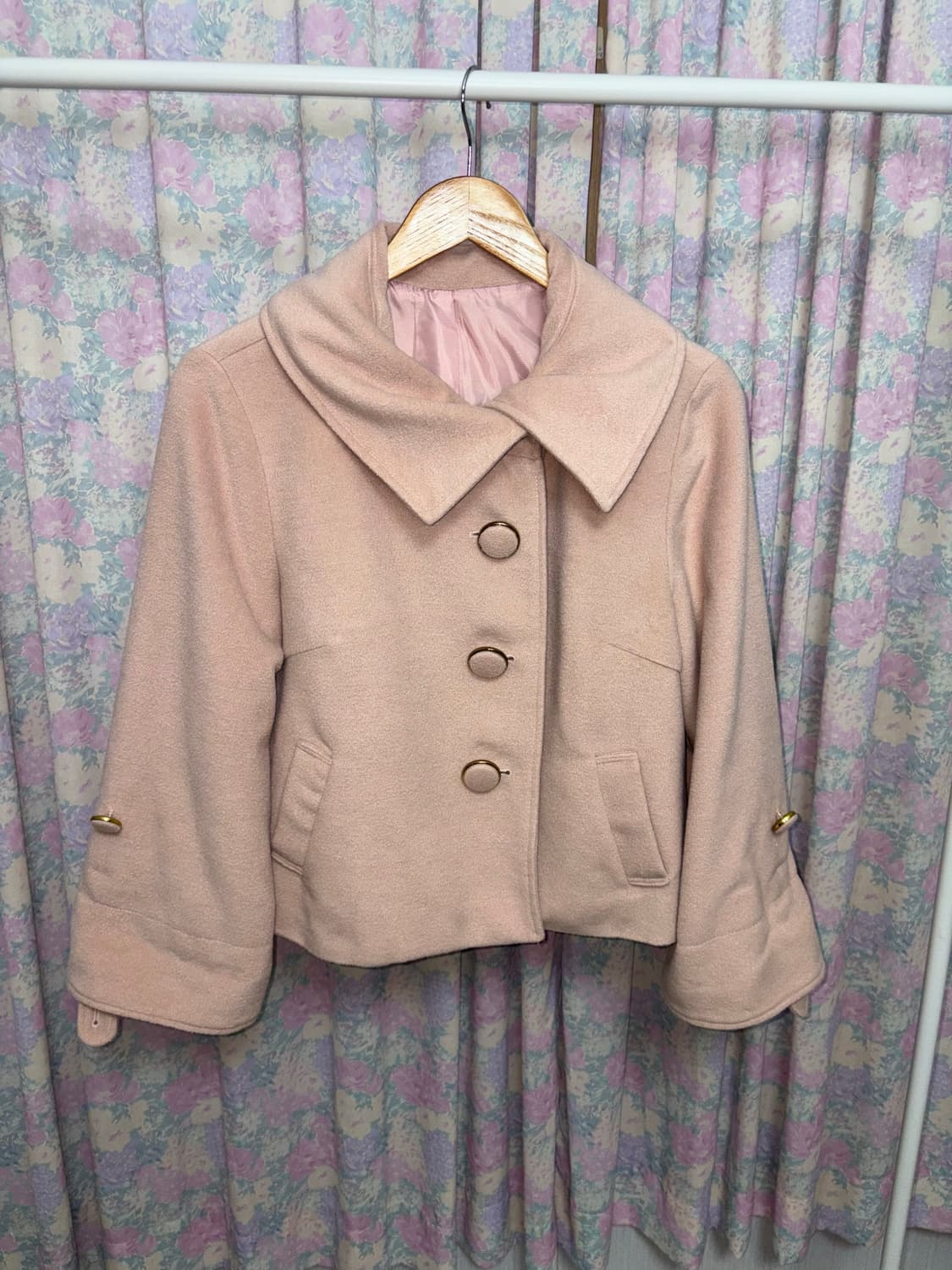 핑크 베이지 숏 코트 상품이미지6