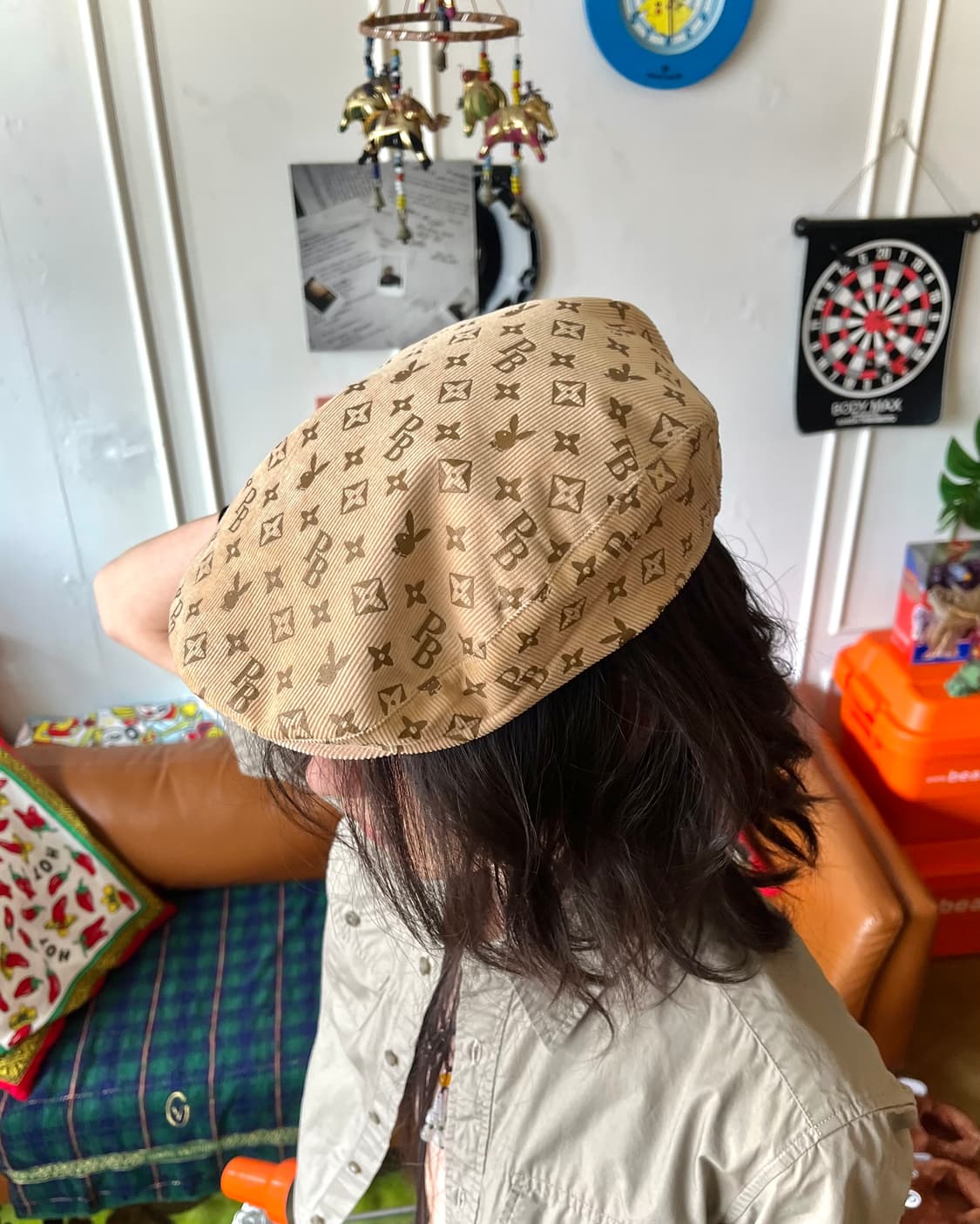 90s PLAYBOY Monogram Parody Hunting Cap 상품이미지3