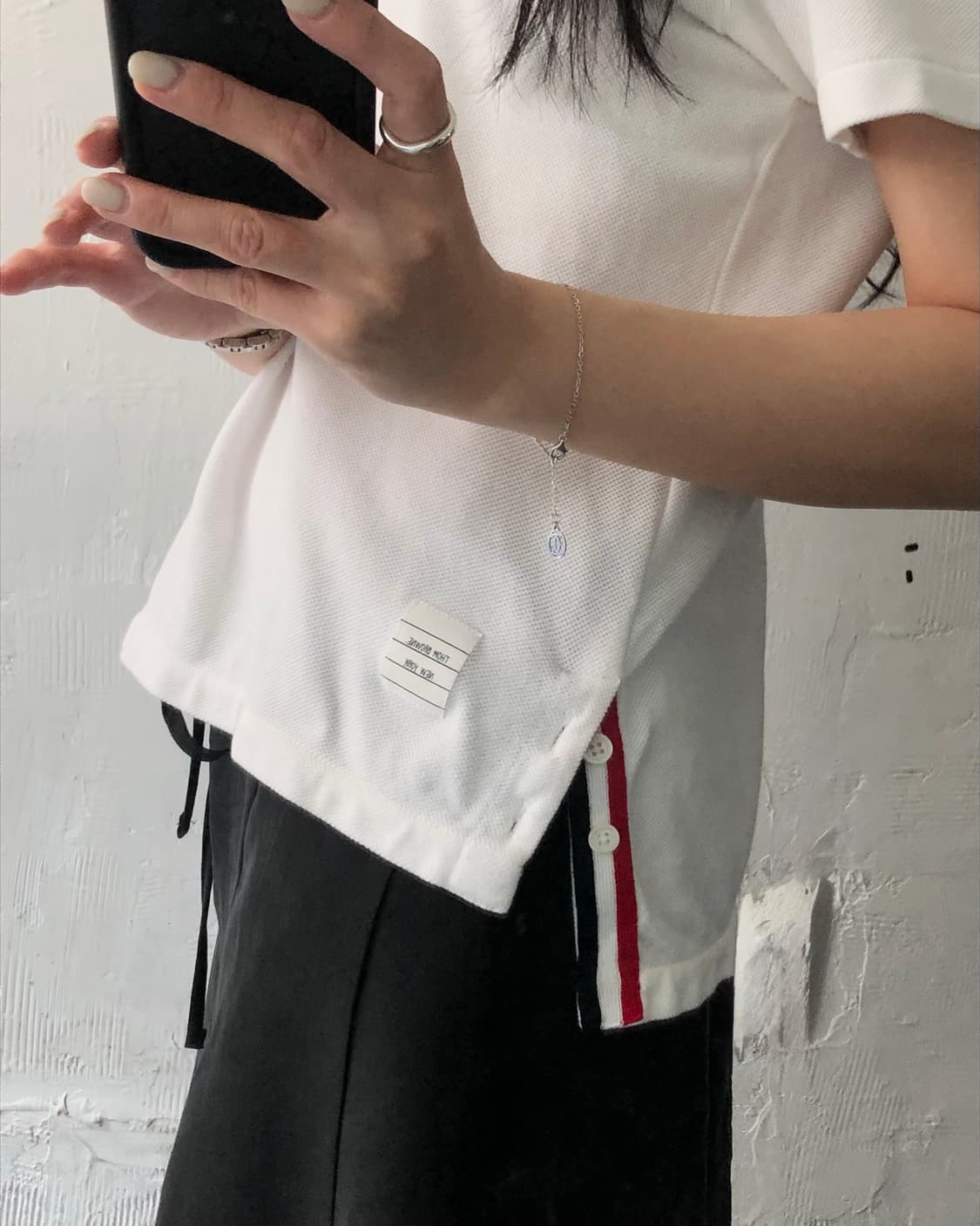 Thom Browne 톰브라운 화이트 코튼 백삼선 버튼 PK 카라티셔츠 상품이미지1