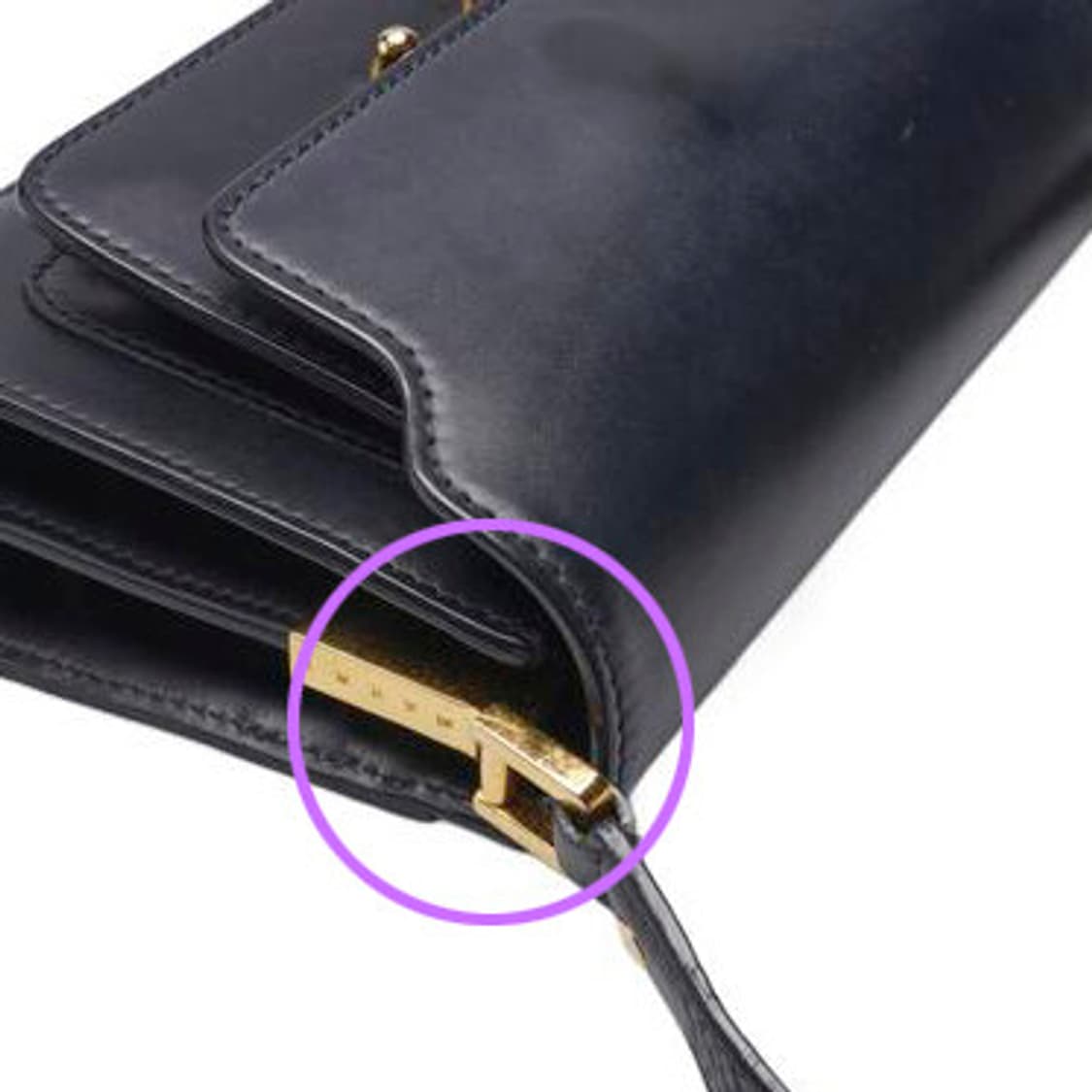 (중고) 마르니 블랙 카프스킨 트렁크 미니 숄더백 상품이미지9