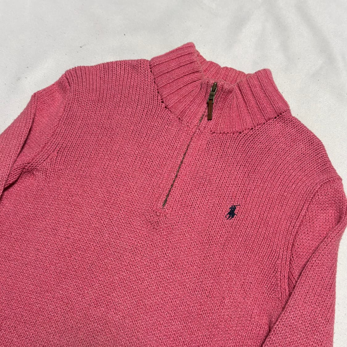 S 폴로랄프로렌 핑크 코튼 반집업 니트 상품이미지1