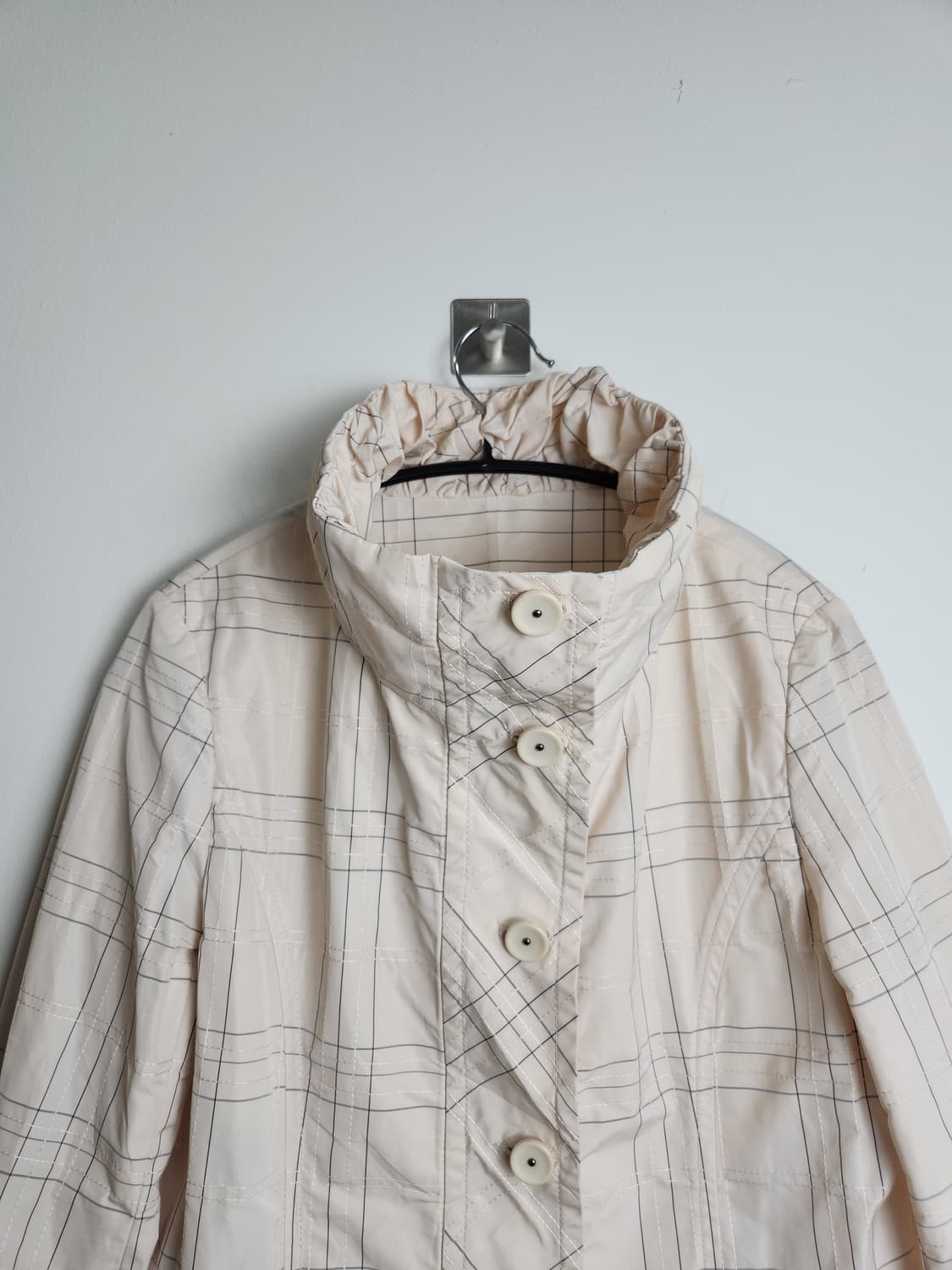 (Hiroko Bis)체크 스티치 롱 자켓 상품이미지6