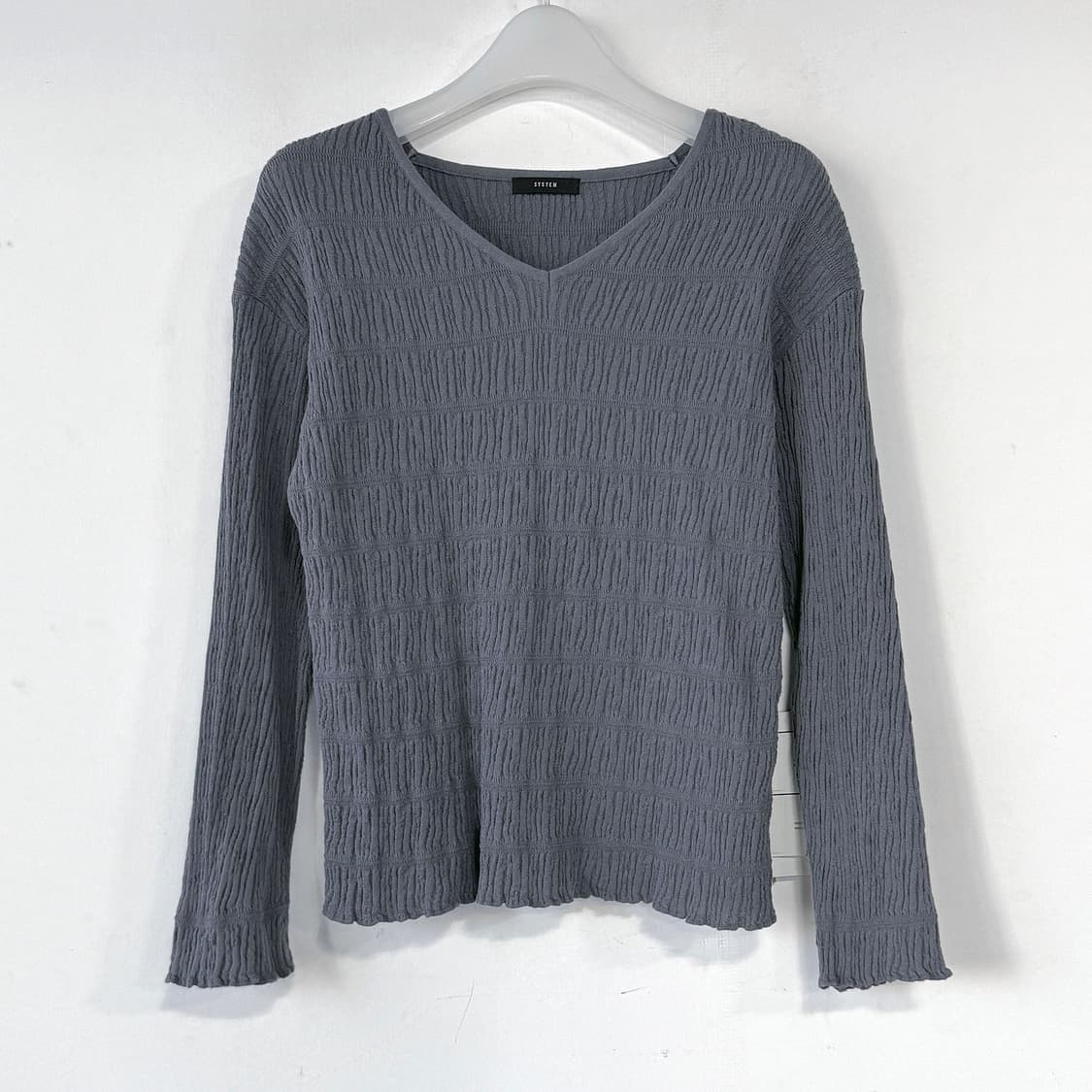 시스템 크링클 브이넥 니트 탑 상품이미지1