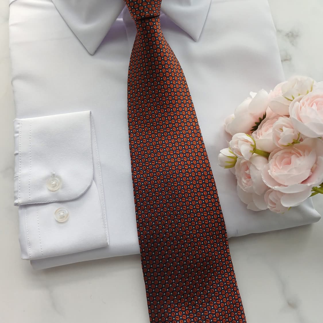 보기 실크 오렌지 자카드 넥타이 9.6cm A+등급 A18665
 상품이미지4