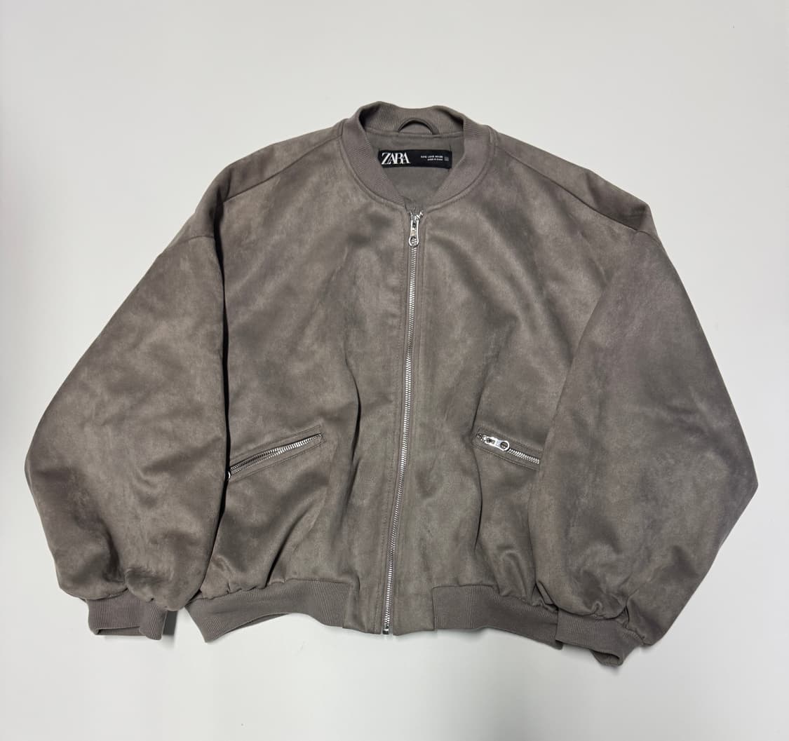 여성 자라 ZARA 오버핏 스웨이드 크롭 봄버 자켓 상품이미지1