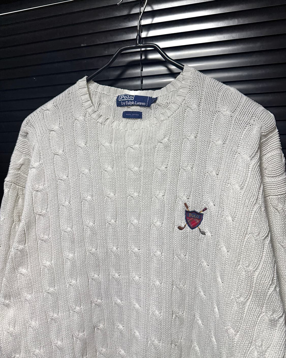 폴로 랄프로렌 꽈배기 니트 스웨터 L 100 화이트 프레피 클래식 오버핏 상품이미지3