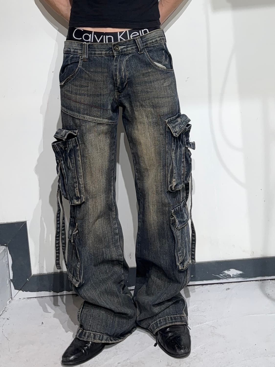 빈티지 워싱 멀티포켓 카고 데님팬츠  상품이미지1