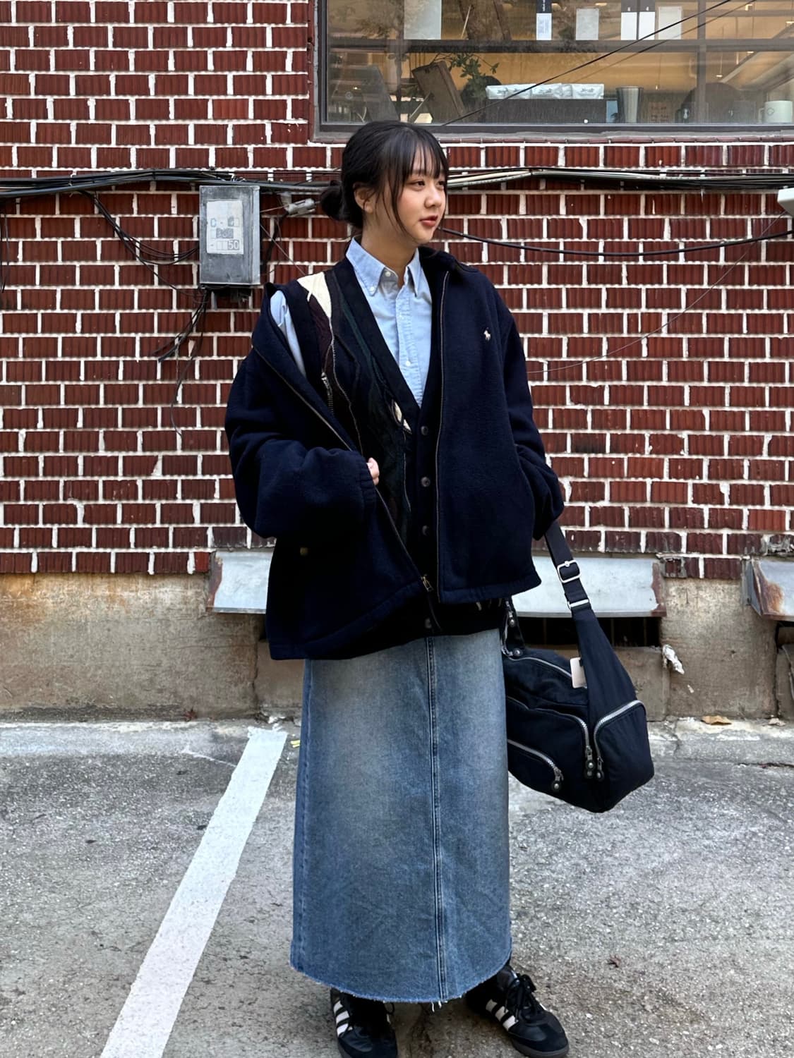 폴로 플리스 스윙톱 쿠지 케이블  베스트 폴로 셔츠 포니테일 데님스커트 상품이미지3