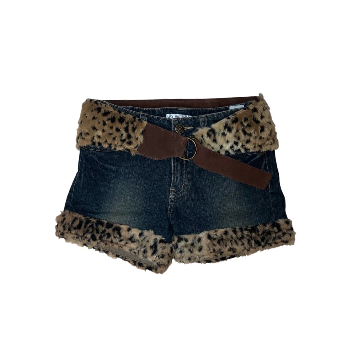 갸루 오네갸루 레오파드 퍼 트리밍 숏팬츠 & 벨트 set 상품이미지1