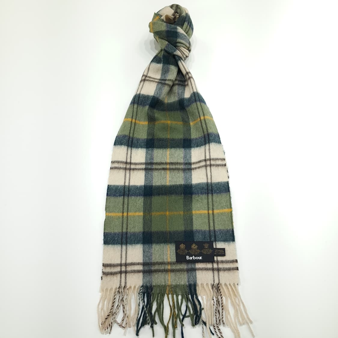 MX315 바버 그린 타탄체크 메리노 캐시미어 목도리 머플러 상품이미지1