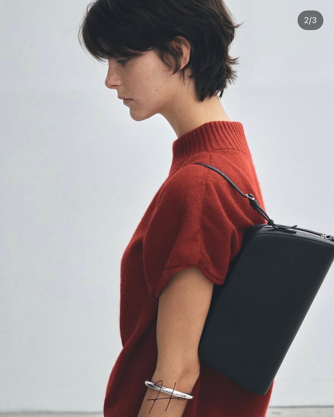 헤즈 hess 홀가먼트 니트 베스트 레드 상품이미지3