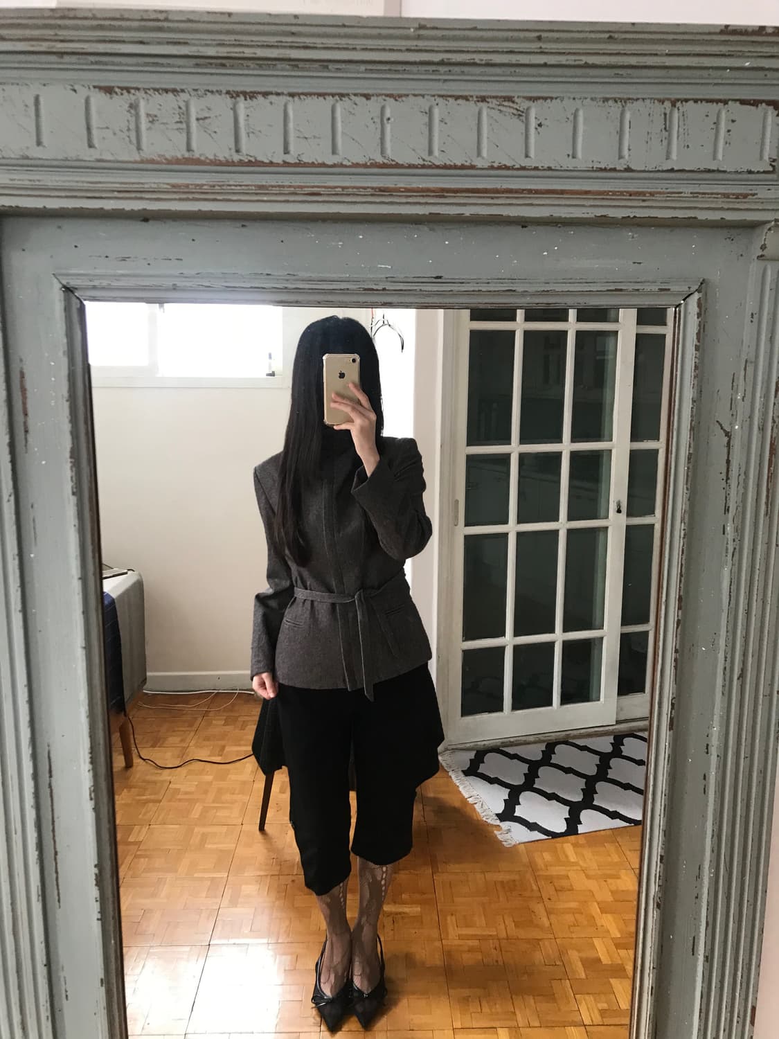 vintage high neck belt jacket 상품이미지3