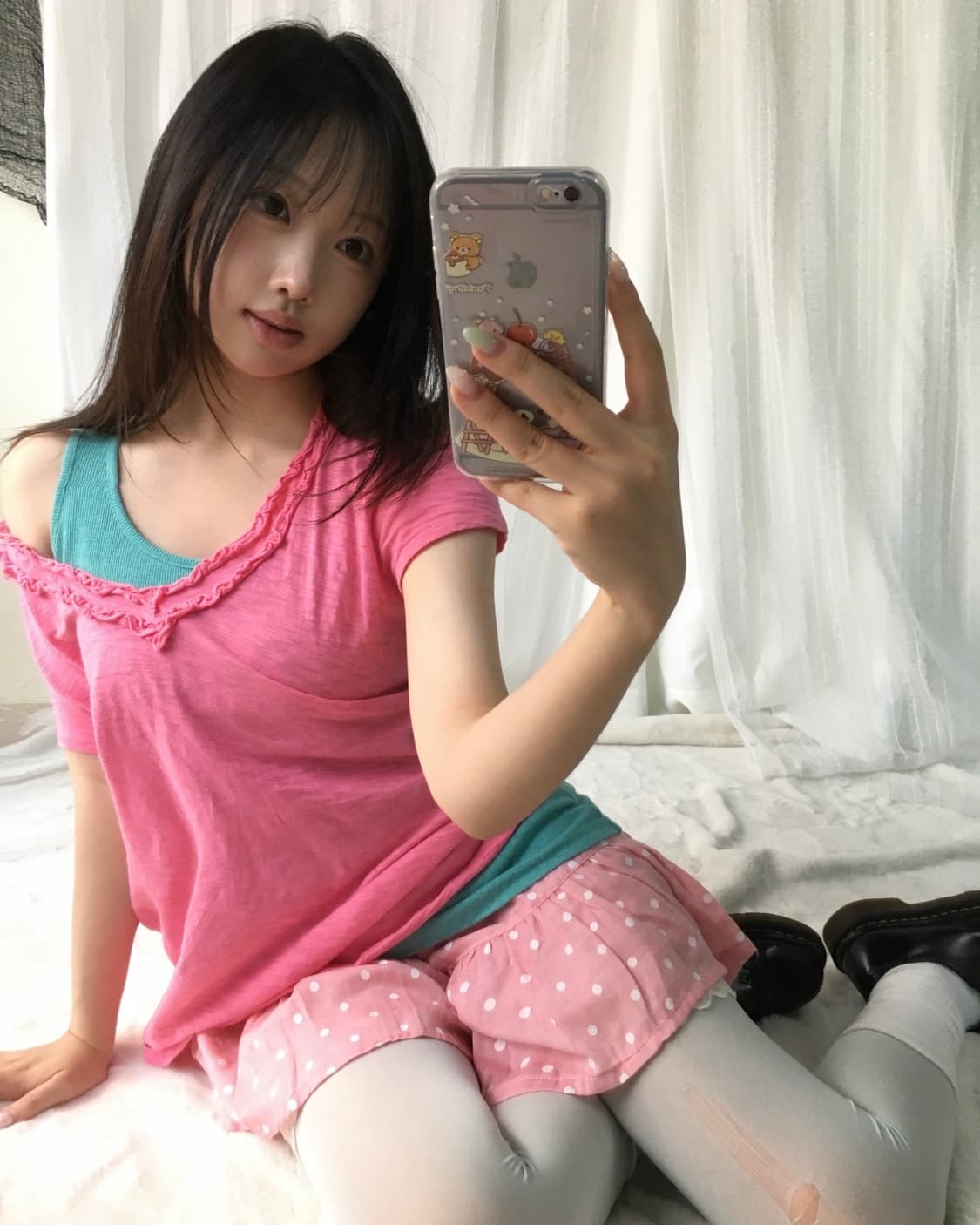 빈티지 핑크 민트 도트 하이틴 코디세트 상품이미지1