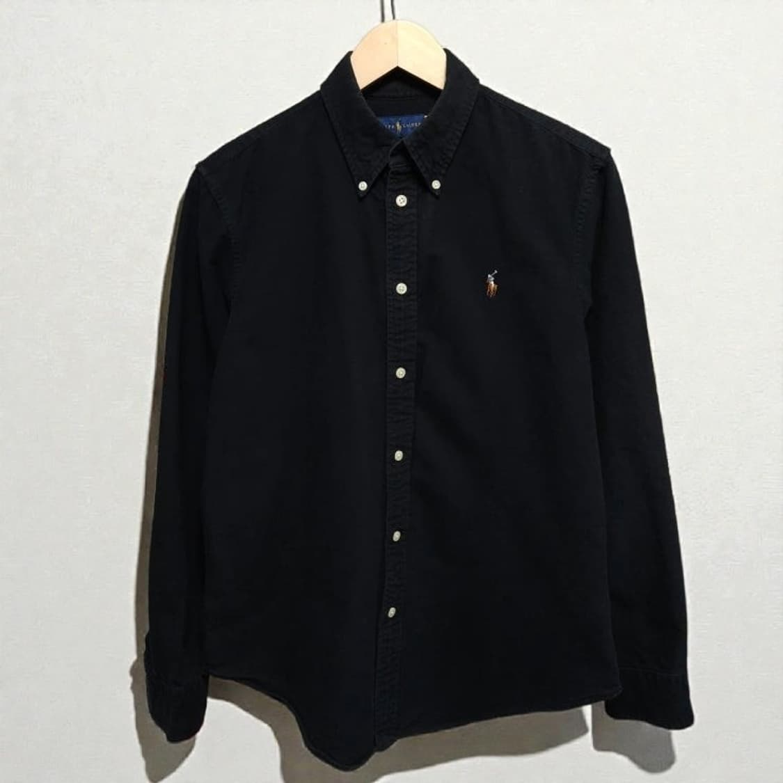 100 POLO 폴로 랄프로렌 가먼트다잉 셔츠 블랙 클래식핏 상품이미지2