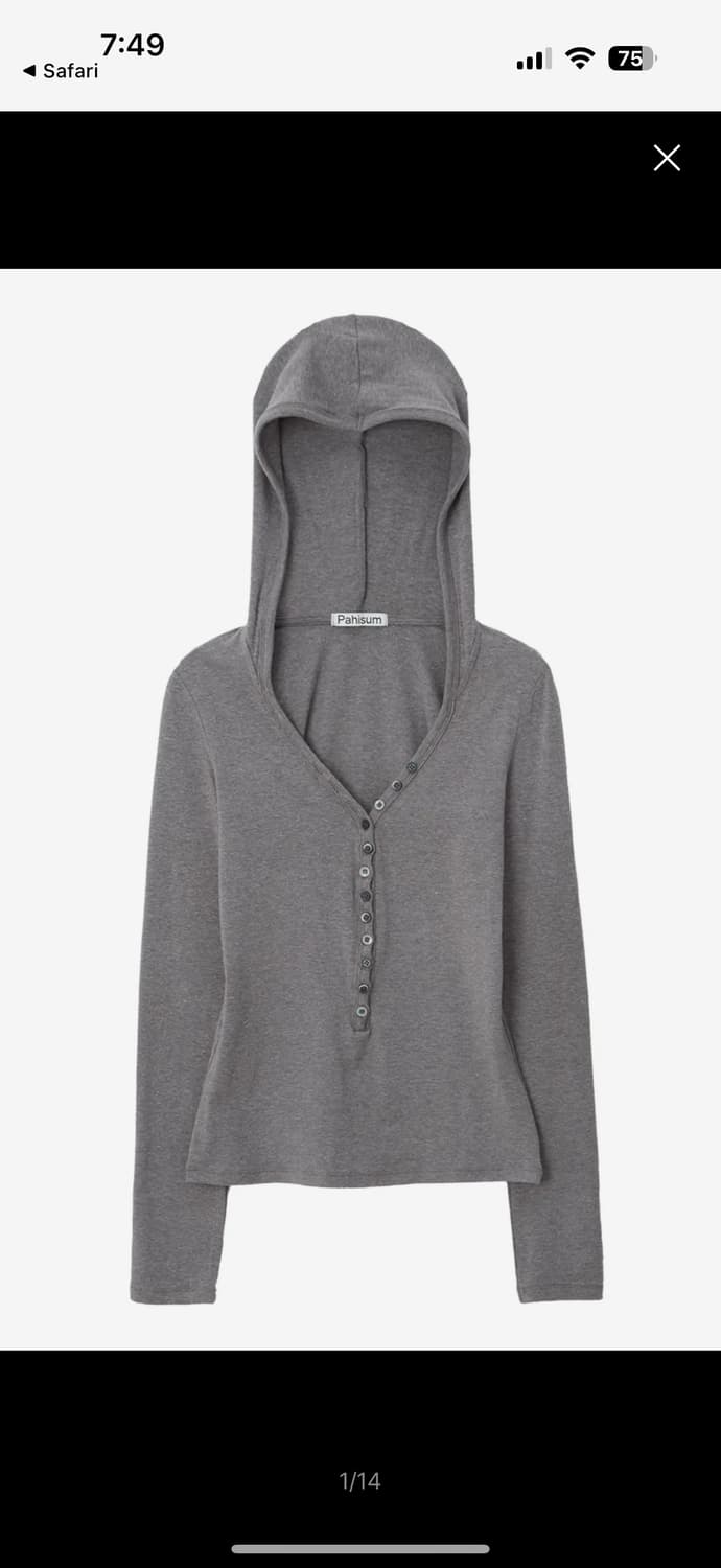 파히섬 버튼 티셔츠 그레이 상품이미지1