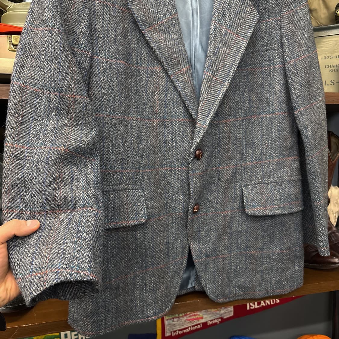 80s 펜들턴 퓨어 버진 울 트위드체크 2버튼 블레이저 자켓 N368 상품이미지4
