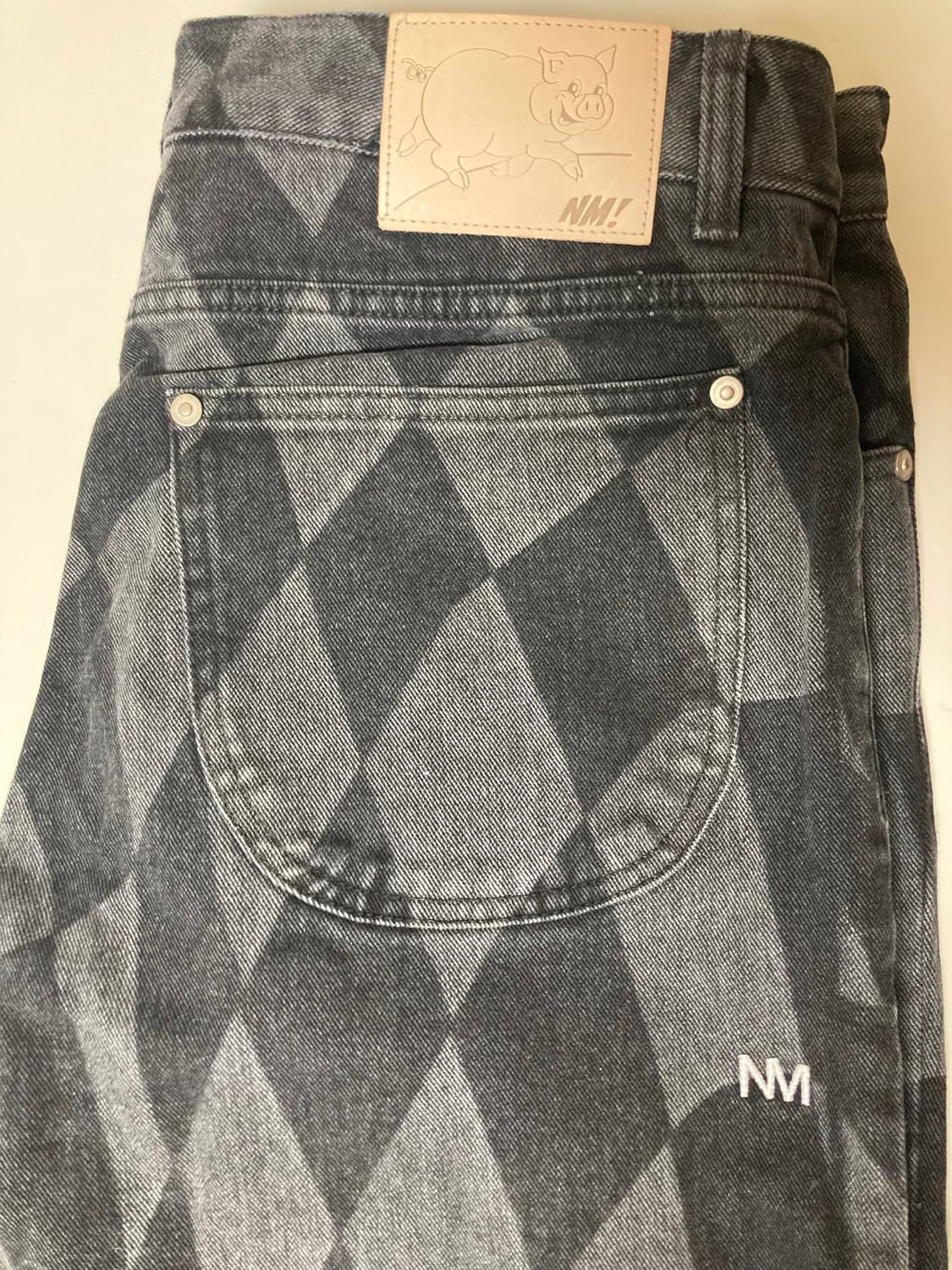 [새상품,L] 노매뉴얼 체커보드 데님 팬츠 블랙 상품이미지7