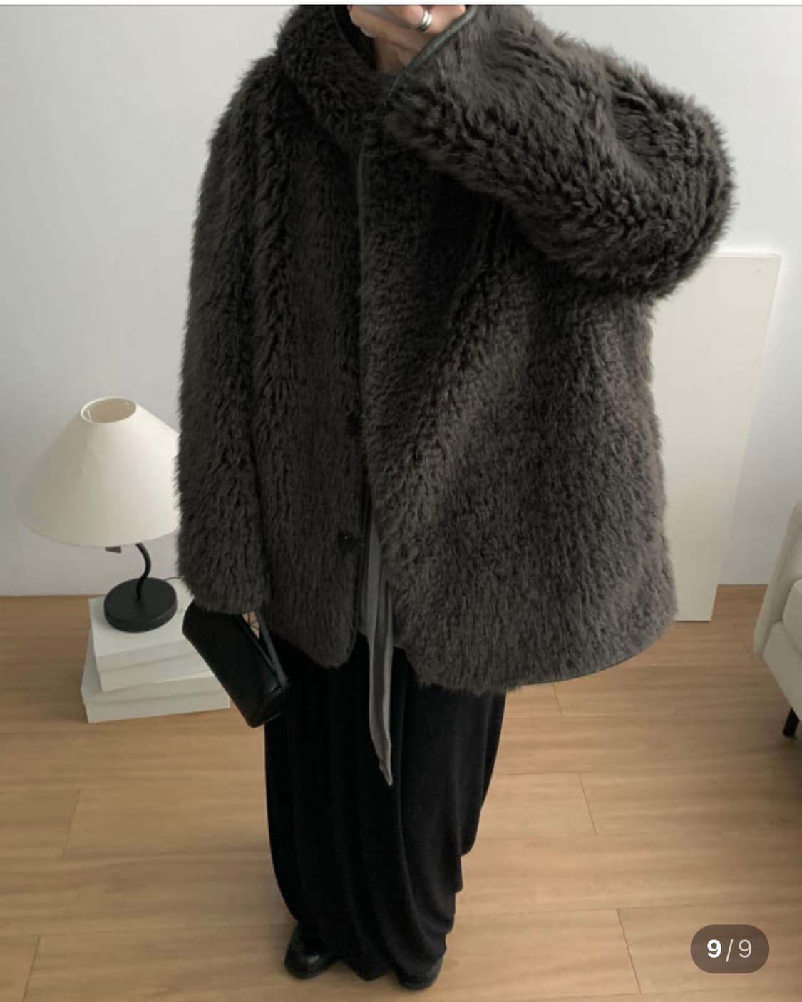 바스켓 컬리 후드 무스탕 상품이미지1