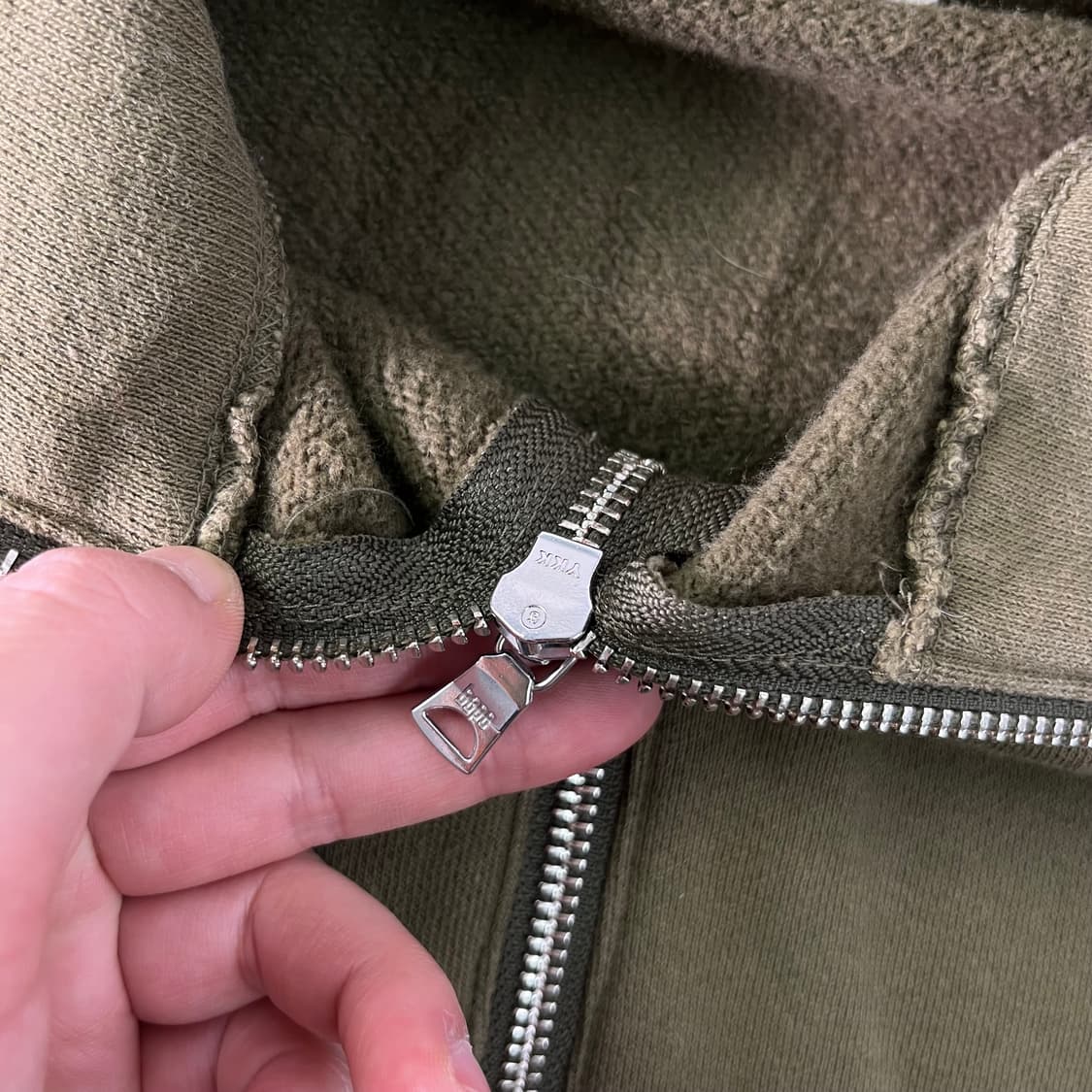 100 베이프 타이거 카키 반집업 후드티 상품이미지3